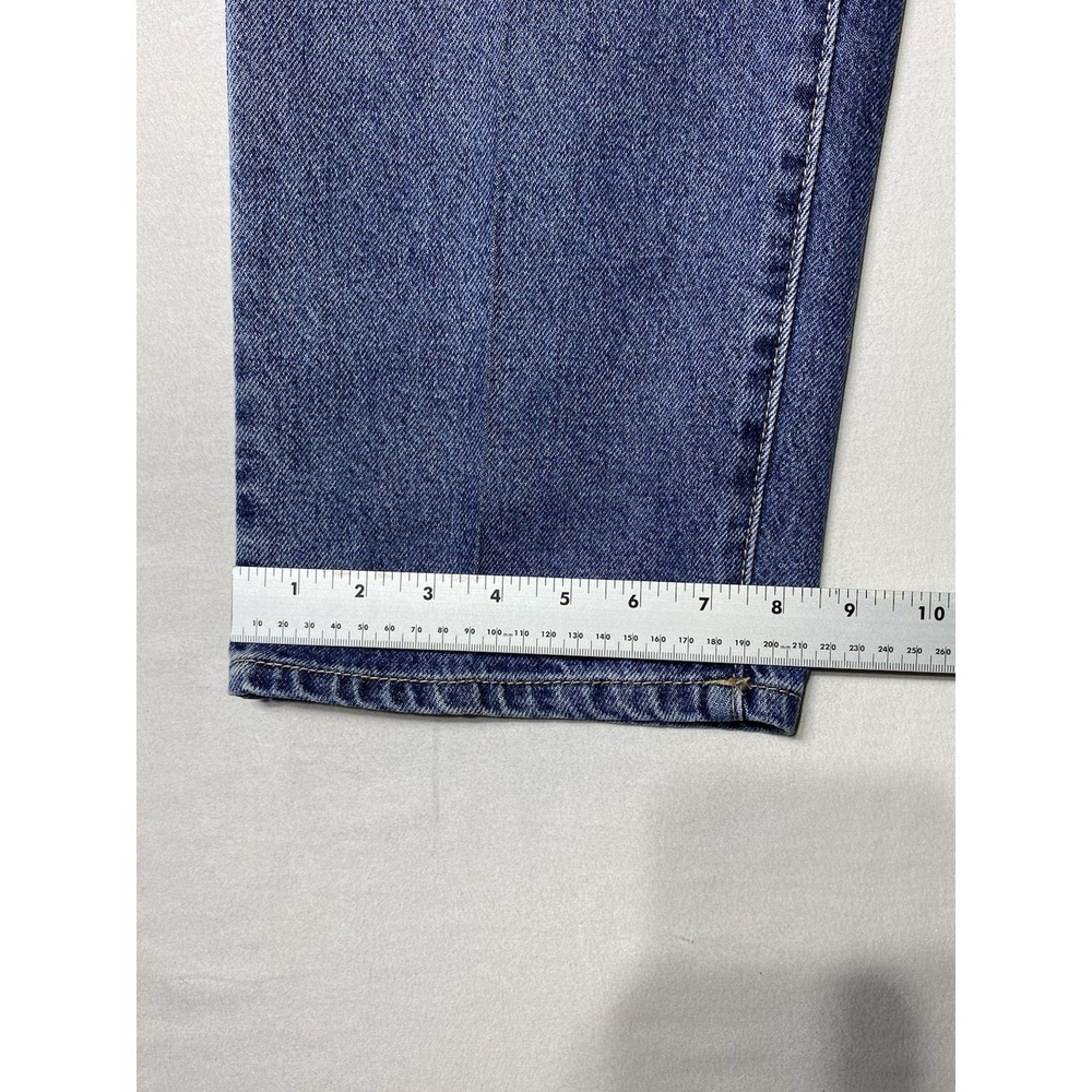Gilded Intent Women 32 90s Straight Jeans High Rise Patchwork Blue Denim - Picture 2 of 11